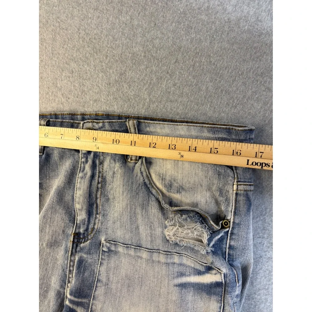 Valaba Mens Distressed Slim Fit Blue Jeans Light Wash Stretch Denim‎ 34x32